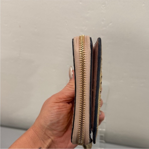 Jimmy Choo Gold Snakeskin Embossed Leather Compact Wallet EUC - Picture 4 of 8